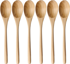 Wooden Spoons for Eating, 9 Inches 6 Pieces Japanese Natural Ellipse Wooden - £12.54 GBP