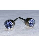 Simple Blueish Purple Stone Stud Earrings Sterling Silver .925 - £11.82 GBP