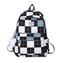 Large Capacity Nylon Backpack for Cute Girls Plaid Nylon School Bag Large Capaci - £136.84 GBP