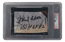 Hank Aaron Signed Slabbed Atlanta Braves 2 Inscription Cut Sig PSA/DNA 85076463 - £309.36 GBP