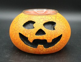 Jack O&#39; Lantern Pumpkin Ceramic Votive Halloween Decor Small - £7.11 GBP