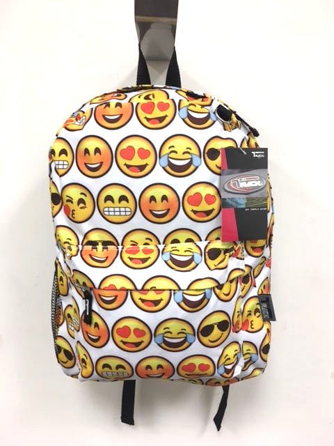 Emoji Backpack White School Pack Bag Back Pack Shoulder Smile Face Smile... - $15.83