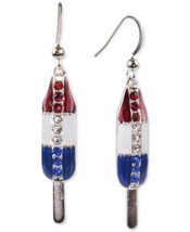 Holiday Lane Silver-Tone Red, White, and Blue Pave Popsicle Drop Earrings - £9.53 GBP