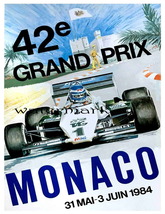 Monaco Vintage 1984 Automobile Racing Print,  !3 x10 inch Canvas Giclee ... - $29.95