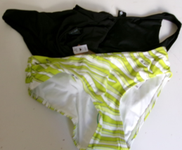 Three Bikini bottoms Size Medium Black and striped Michael Kors Volcom Body - $14.80
