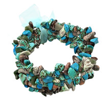 Adorable Set of 5 Mixed Turquoise Elastic Band Bracelet - £9.84 GBP