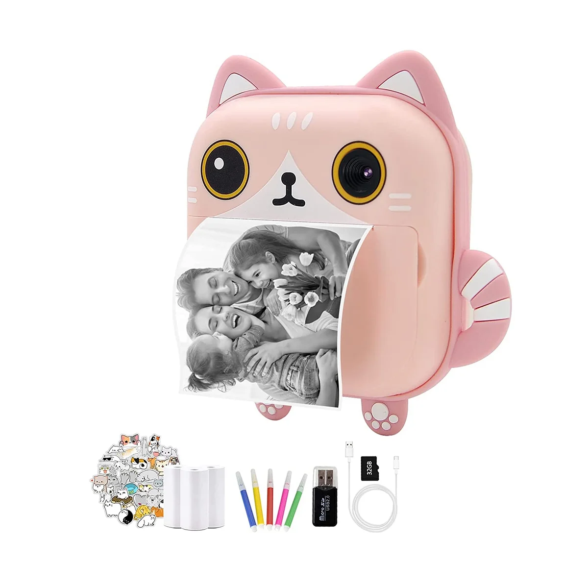 Instant Print Camera ,Zero Ink with Print Paper,Selfie Video Digital Camera with - £57.42 GBP