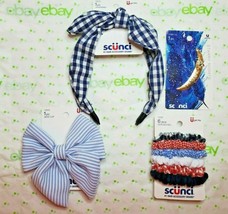 Scunci Headband Patriotic Set Moon Starry Night Clip Scrunchies &amp; Bow Clip - £14.22 GBP