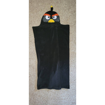 Kid&#39;s Angry Birds Black Lightweight Soft Fleece Hooded Wrap Blanket 39x47 - £10.11 GBP