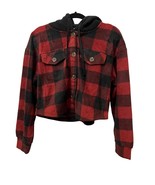 Hippie Rose Women Small Plaid Button Sweater Top Shirt Buffalo Red Black... - $10.15 CAD