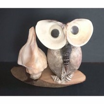 Vtg Handmade Art Seashell Animal Owl Figurine Conch Shell Googly Eyes - £5.49 GBP