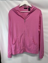 New York &amp; Co 100% Cotton Pink Hoodie Jacket w Pockets XL - £10.88 GBP