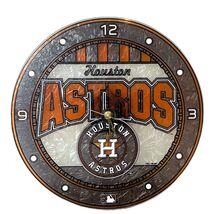 12" Houston Astros MLB Licensed Art Glass Clock - Replacement Movement -... - $34.30