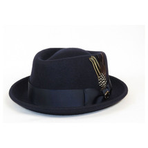 Bruno Capelo Hat Wool Fedora Diamond Crown Santana Stingy Brim SA204 Navy image 3