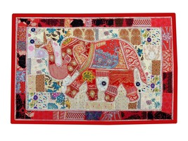 Arazzo patchwork appeso a parete con elefante ricamato a mano con perline,... - £58.62 GBP