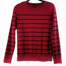 Nautica Womens Small Red Navy Striped Long Sleeve Cotton Soft Pullover Sweater - £14.03 GBP