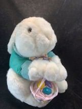Vintage Commonwealth Toy Peter Cotton Tail Plush Bunny Easter Bunny With Basket - $14.88
