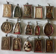 15 Thai Buddhist Buddha Buddhism Clay Amulet Medallions Charms Pendants Set Thai - £27.96 GBP