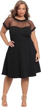 new Maggy London Illusion Yoke Fit and Flare Crepe Cocktail Dress in Black s. 14 - £59.84 GBP