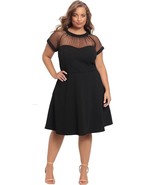 new Maggy London Illusion Yoke Fit and Flare Crepe Cocktail Dress in Bla... - £58.98 GBP