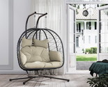 Double Wicker Swing Egg Chair Hammock Foldable Hanging Loveseat 700LBS C... - $335.56