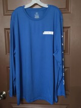 Hurley T-Shirt Men&#39;s XXL Blue Long Sleeve Spell Out Polyester Stretch Ou... - $17.82