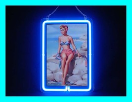 Vintage Pin up Girl Sexy Bikini Hub Bar Display Advertising Neon Sign - £63.94 GBP