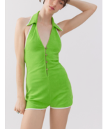 Urban Outfitters Women&#39;s Trisha Collared Halter Romper Size S Green - $33.93 CAD