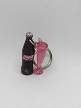 Miniature Coca Cola Bottle With Pink Glass Keychain - £10.65 GBP