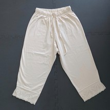 Europrepp Vintage 90s Romantic Womens Capri Pants Sz S Beige Pull On wit... - $23.19