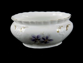 Porcelain Dresser Dish, Oval Deep Dish Bowl, Purple Floral Pattern, #DD-02 - £7.66 GBP