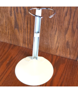 DELUXE VTG METAL DOLL STAND White 7.5&quot; Tall 4.5&quot; Base ADJUSTS for 14-20&quot;... - $7.98