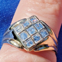 Earth mined Diamond Carre Engagement Ring Vintage French cut Square Deco Design - $4,175.25