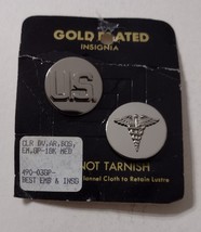 U.S. ARMY MEDICAL BOS COLLAR DISKS SILVER ON BEST EMBLEM CARD:VA24-16 - £4.58 GBP