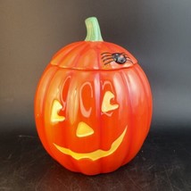 Hallmark Ceramic Pumpkin Candy/Cookie Jar w/Lid ~ Happy Halloween!  - £9.30 GBP