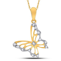 10kt Yellow Gold Womens Round Diamond Butterfly Pendant 1/20 Cttw - £116.22 GBP