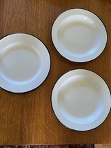 Lot of 3 Black &amp; White Enamel Metal Shallow Bowls Great for Camping – 8 and 5/8t - £11.90 GBP