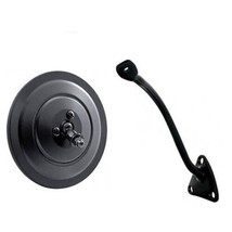 55-59 Chevy Truck 5&quot; Black Ribbed Round Door Rear View Mirror &amp; LH Mounting Arm  - $26.65