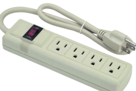 AC POWER STRIP Surge Protector Compact Low Profile 4 outlet grounded 15 A 1875 W - £19.26 GBP