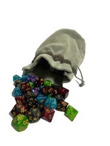 Mixed Shape , Colours D20’s Dices With Dice Bag DND RPG War Gaming vtd - $11.55