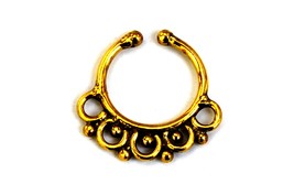 Brass Septum Ring, Fake Nose Piercing, Tribal Style - £6.29 GBP