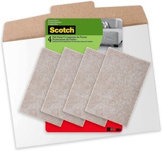 Scotch Mounting, Fastening &amp; Surface Protection Felt Pads, 4 in x 6 in Beige 4ct - £9.26 GBP