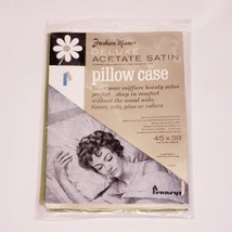 Vtg JCPenney Fashion Manor Acetate Satin Avocado Green Pillowcase 45x38&quot; New Old - £31.49 GBP