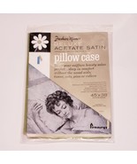 Vtg JCPenney Fashion Manor Acetate Satin Avocado Green Pillowcase 45x38&quot;... - $590.67 MXN
