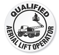 Qualified Aerial Lift Operator Hard Hat Decal Hardhat Sticker Helmet Label H207 - £1.43 GBP+