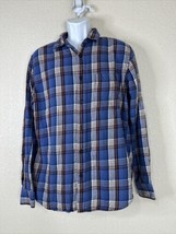 Uniqlo Blue Plaid Soft Knit Shirt Button Up Men Size Large - £10.19 GBP
