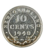 1940 Canada Newfoundland 10 Cents Coin (XF+ Condition) KM# 20 - $1,772.15 MXN