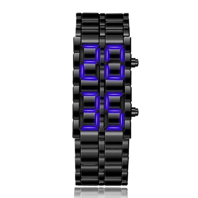 Fashion Black Full  Digital Lava Wrist Watch Men Blue LED Display Mens  Gifts fo - £43.84 GBP