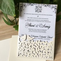 50pcs laser cut Wedding Invitations,custom Pocket laser cut invitations cards - £46.98 GBP