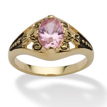 Womens Antiqued 14K Gold Birthstone October Pink Tourmaline Ring 5 6 7 8 9 10 - £63.26 GBP